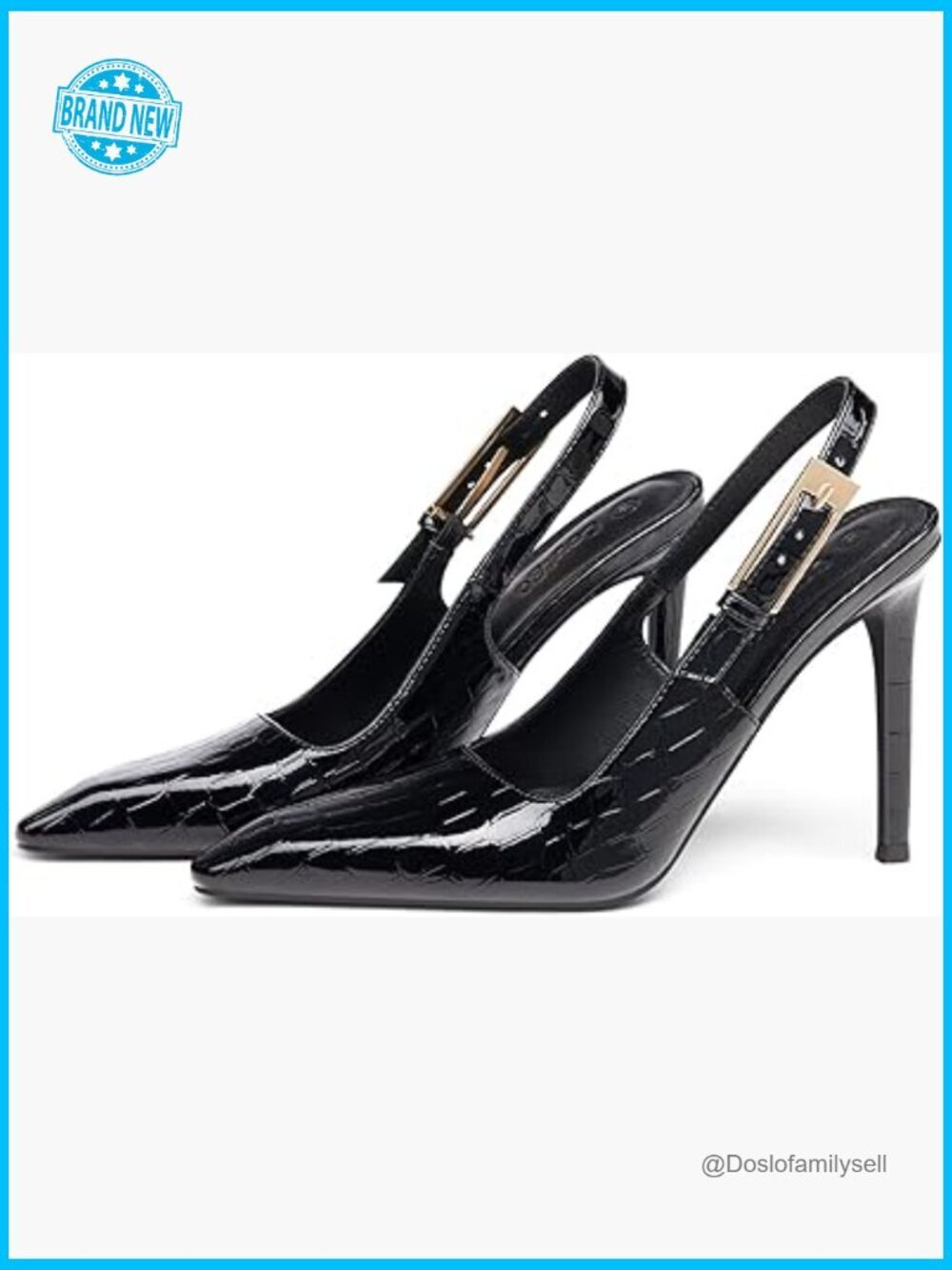 Slingback High Heels Pointed Toe Stilettos Metal Buckle Dress Pump Shoes Women